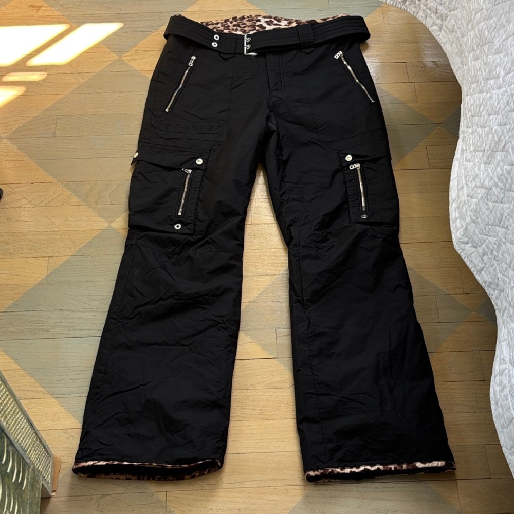 Bogner Women’s  Black Ski Pants with Leopard Lining, size 4 or 6